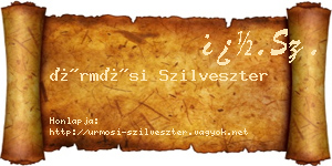 Ürmösi Szilveszter névjegykártya